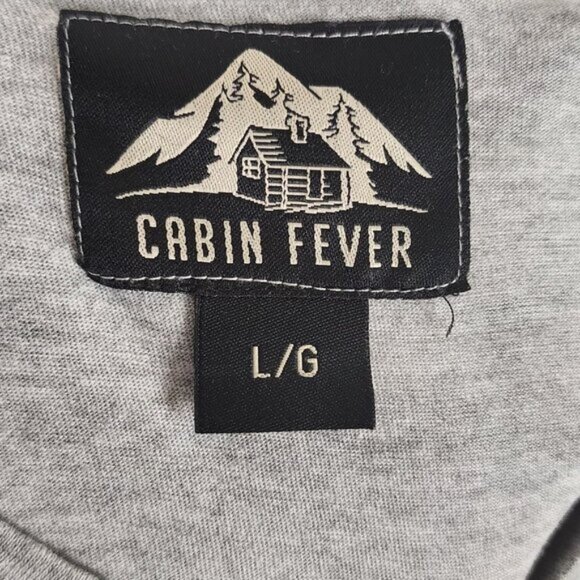 Cabin Fever Hiking Camping Print Cotton Blend Short Sleeve Henley - Picture 4 of 5